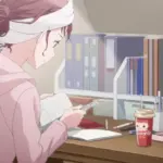 Anime girl studying hard