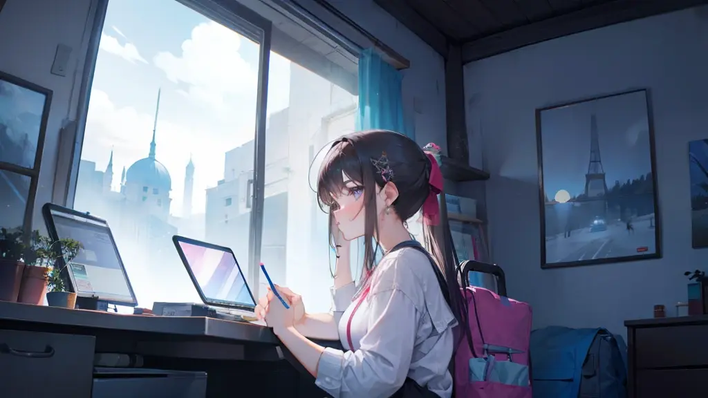 studying student on a desk